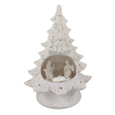 Tree Lamp with Nativity Insert and Base Bisque