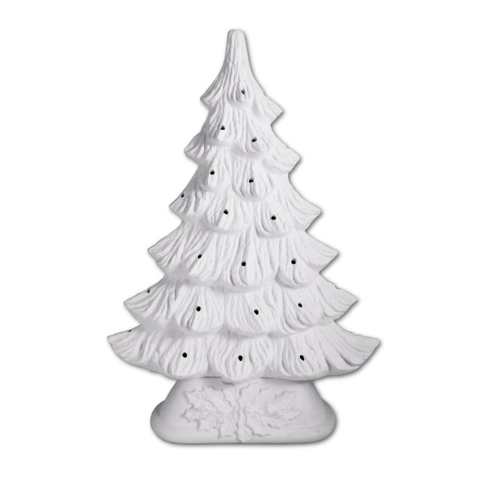 Ceramic Bisque 16 1/2" Slim Window Sill Christmas Tree w/ Lights & Light Kit 