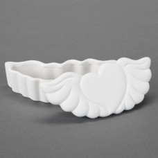 Duncan 21687 Heart with Wings Trinket Box Bisque