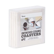 4" Unfinished Ceramic Coasters (4-pack)