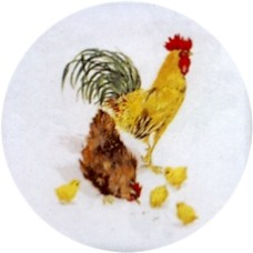 Virma 1182 Rooster, Hen and Chicks Decal