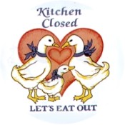 Virma decal 1474 - "Kitchen Closed, let's eat out" Ducks