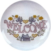 Virma decal 1928 - "Welcome" Heart, cross-stitch style