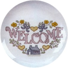 Virma 1928 "Welcome" Heart, cross-stitch style Decal