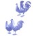 Virma 3510 Chicken and Rooster w/ flower border in Blue Decal