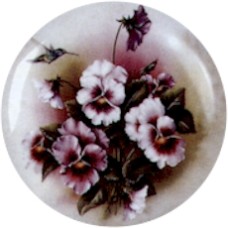 Virma 1976 Purple Pansy Flowers and Hummingbird Decal
