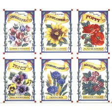 Virma 2086 Flowers, Seed Packets, set of 6. Decal