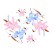 Virma 1424 Flowers, Pink, Blue, Gold. Decal