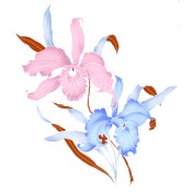 Virma decal 1424-Flowers, Pink, Blue, Gold.