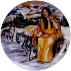 Virma 1748 American Indian Woman and Wolf 2 Decal