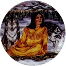 Virma 1752 American Indian Woman and Wolf Decal