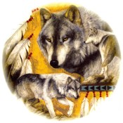 Zembillas decal 0878 - Wolves American Indian Design