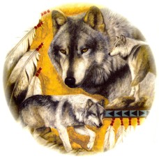 Zembillas decal 0878 - Wolves American Indian Design