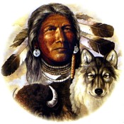 Zembillas decal 0884 - American Indian, Wolf & Buffalo Design