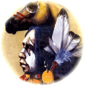 Zembillas decal 0886 - American Indian in Full Paint & Horse
