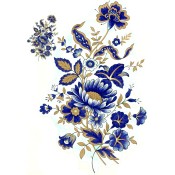 Zembillas decal 0621 Size AA - Dark Blue & Gold Flowers (2 sheets: buy 1, get 1 free!)