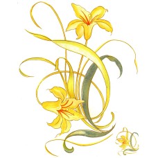 Zembillas decal 0963 - Water Lilys, Yellow/Green