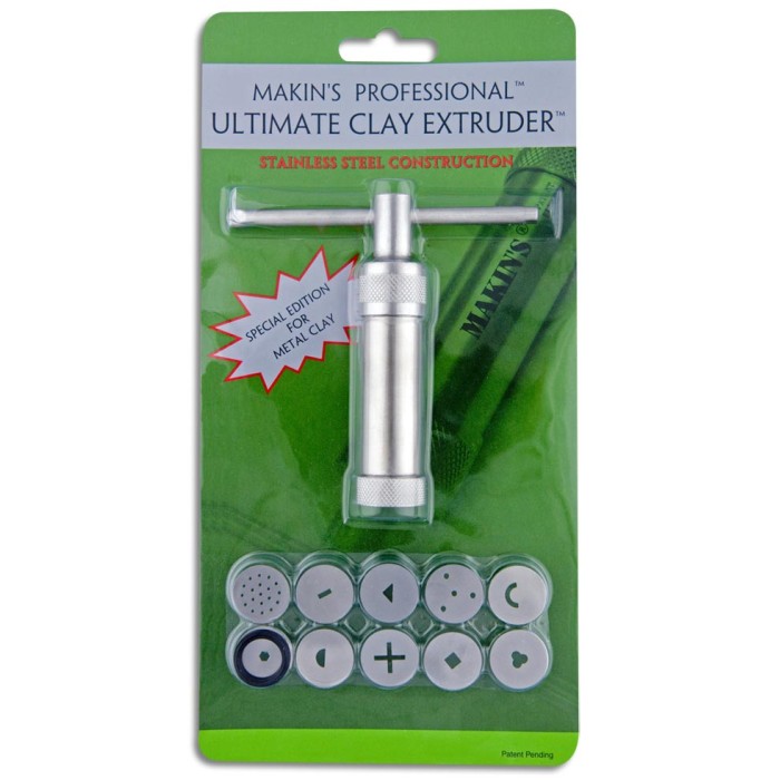 Clay extruder, Makin's Professional® Ultimate Clay Extruder®, stainless  steel and rubber, 4 x 7/8 inches with (10) 18mm design discs. Sold per  12-piece set. - Fire Mountain Gems and Beads