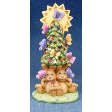 Clay Magic 2493 Cuddle Bunnies Under Tree with Butterflies Mold