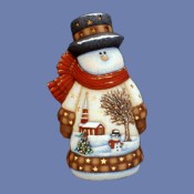 Whittled Snowman with Church Scene Mold