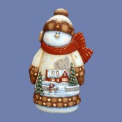 Whittled Snowman with House Scene Mold
