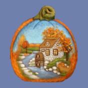 Small Pumpkin Fall Mill Scene Mold
