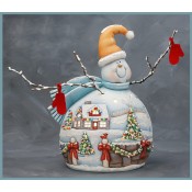 Lg. Snowman with House Scene & Scarf (Right) Mold