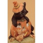 Cat on Pumpkin with Mouse Mold