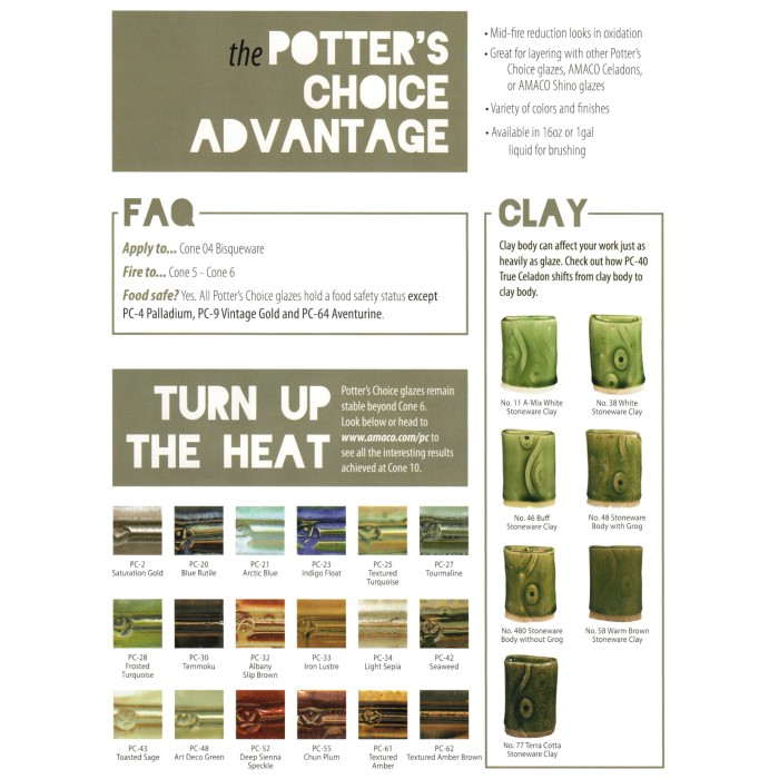 Amaco Potter's Choice High-Fire Glazes Brochure