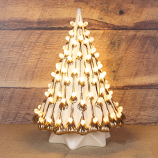 Matte White and Fired Gold Retro Tree